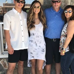 High low grey and white tie dye dress